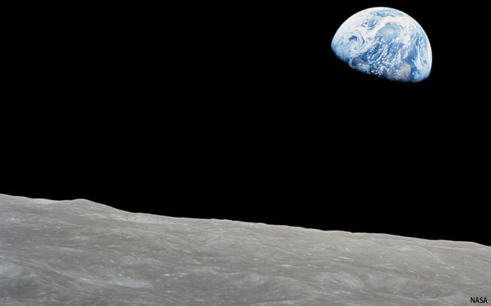 Earth viewed from the surface of the moon
