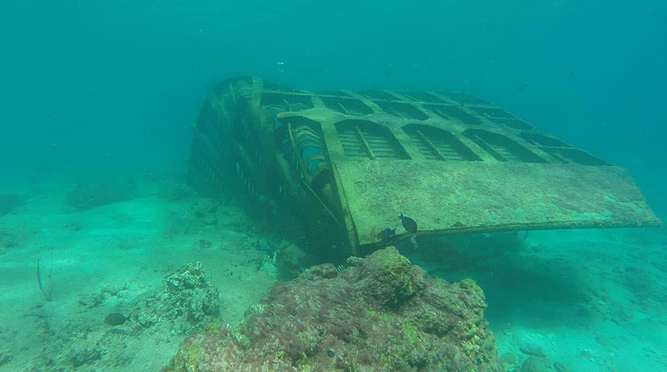 A sunken vessel in Vieques, Puerto Rico