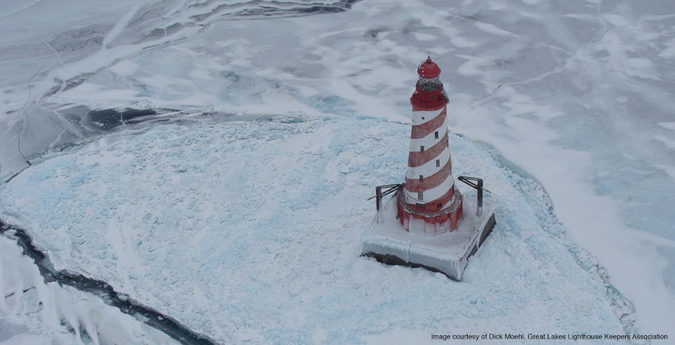 White Shoal Lighthouse in northern Lake Michigan. (Courtesy Dick Moehl, Great Lakes Lighthouse Keepers Association)