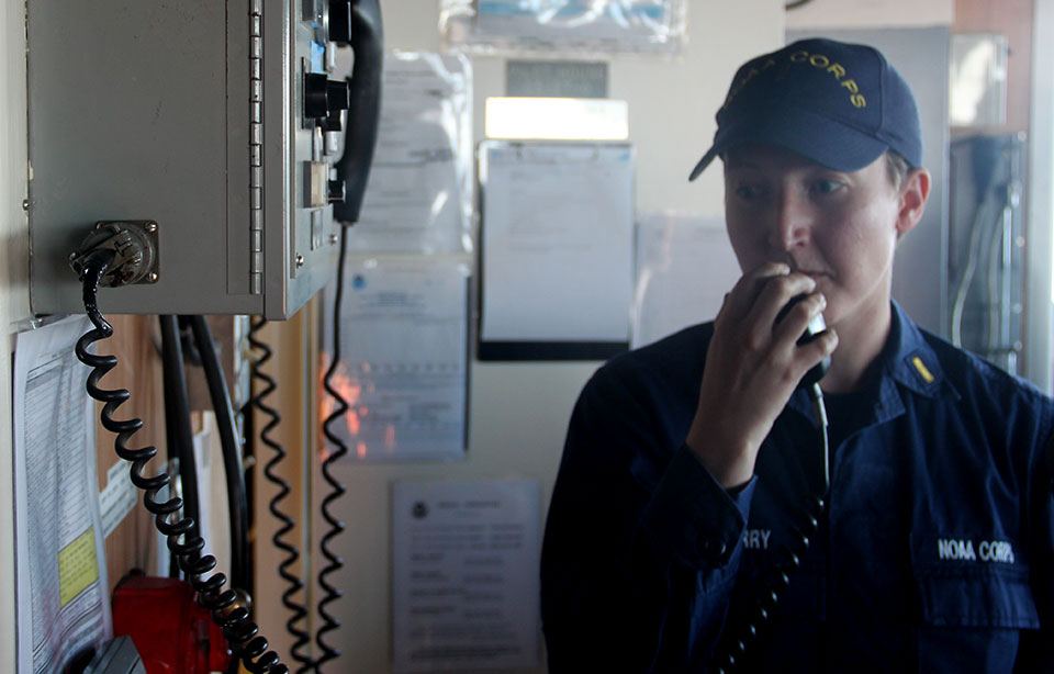 NOAA Corps Ensign Diane Perry on the NOAA Ship Thomas Jefferson